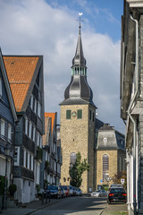 Pauluskirche und Marktstraße in Hückeswagen, Oberbergischer Kreis / Deutschland