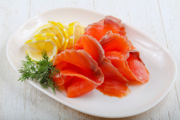 Sliced salmon