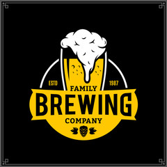 Vector white and yellow vintage brewing company logo
