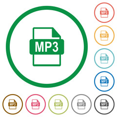 MP3 file format outlined flat icons