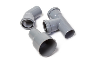 Plastic pipes isolated on white background