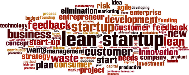 Lean startup word cloud concept. Vector illustration