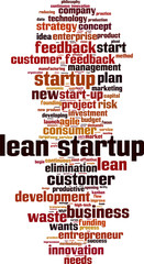 Lean startup word cloud concept. Vector illustration