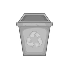 Trash bin with recycling sign icon in black monochrome style on a white background vector illustration