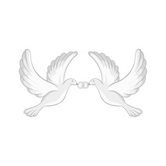 Two white pigeons icon in black monochrome style on a white background vector illustration