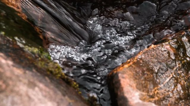 Slow Motion Footage Of A Small Creek Or Stream