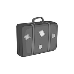 Travel suitcase icon in black monochrome style on a white background vector illustration
