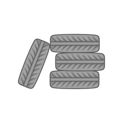 Pile of tires icon in black monochrome style on a white background vector illustration