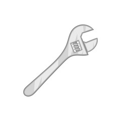 Adjustable wrench icon in black monochrome style isolated on white background. Tools symbol vector illustration