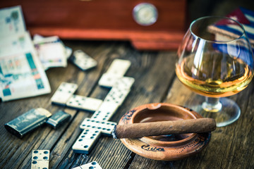 traditional cuban game and cigars