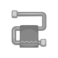 Heated towel rail icon in black monochrome style isolated on white background. Drying symbol vector illustration