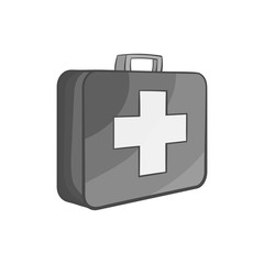 First aid kit icon in black monochrome style isolated on white background. Medicine symbol vector illustration