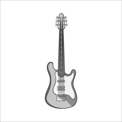 Naklejka premium Electric guitar icon in black monochrome style isolated on white background. Musical instrument symbol vector illustration