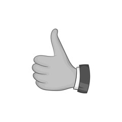 Hand with thumb up icon in black monochrome style isolated on white background. Gesture symbol vector illustration