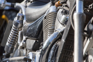 Fototapeta na wymiar Motorcycle detail. metallic motorcycle motor