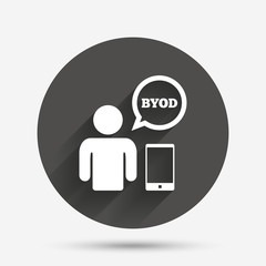BYOD sign icon. Bring your own device symbol.