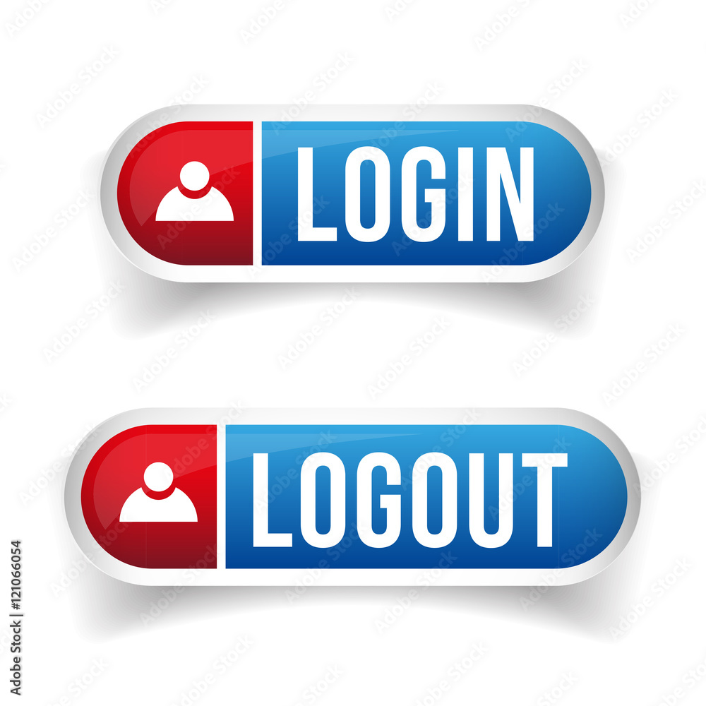 Poster login logout button set vector