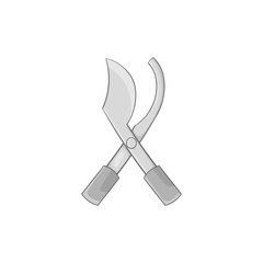 Scissors for the care of trees icon in black monochrome style isolated on white background. Garden symbol vector illustration
