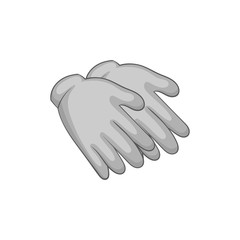 Rubber gloves icon in black monochrome style isolated on white background. Hand protection symbol vector illustration