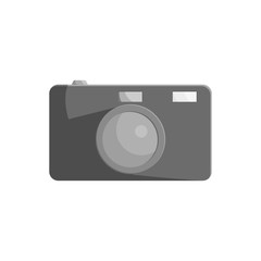 Camera icon in black monochrome style isolated on white background. Shooting symbol vector illustration