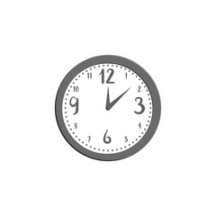 Wall clock icon in black monochrome style isolated on white background. Time symbol vector illustration