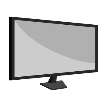 Computer monitor icon in black monochrome style isolated on white background. Equipment symbol vector illustration