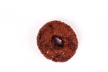 Tasty chocolate doughnut on a white background
