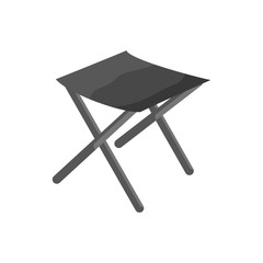 Fishing folding chair icon in black monochrome style isolated on white background vector illustration