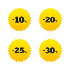 Sale discount icons. Special offer price signs.