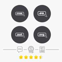 Top-level domains signs. Com, Eu, Net and Org.