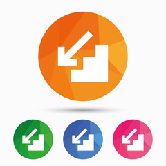 Downstairs icon. Down arrow sign.