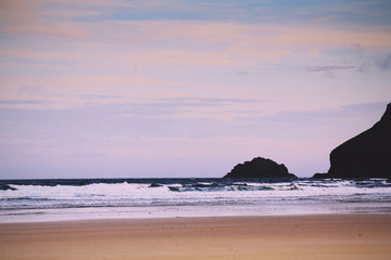 Early morning view over the beach at Polzeath Vintage Retro Filt