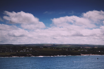 View from the costal path near Polzeath Vintage Retro Filter.