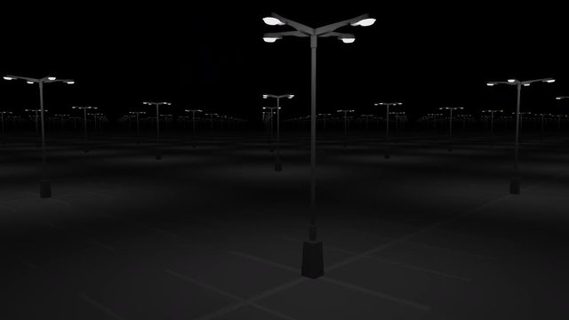 Big empty parking area at night. Emptiness concept. 4K pan clip