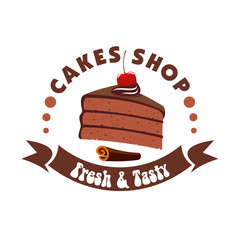 Chocolate cake badge for pastry shop design
