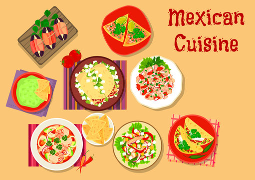 Mexican cuisine spicy snack and salad icon