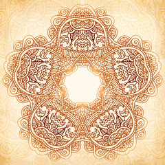 Ornate vintage vector background in mehndi style