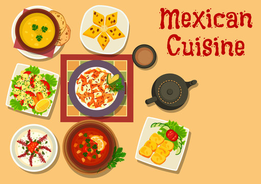 Mexican cuisine authentic dinner dishes icon