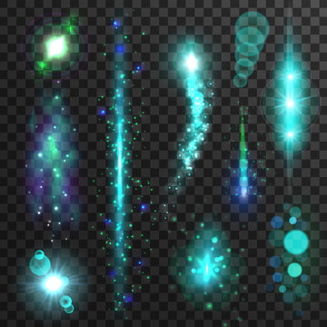 Sparkling light tails with lens flare effect