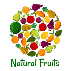 Natural fruits placard background