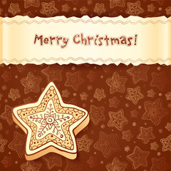 Fototapeta na wymiar Christmas chocolate honey-cakes greetings card