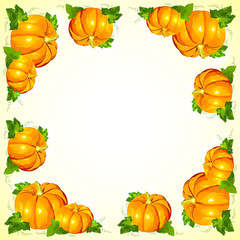 Bright orange vector pumpkins frame