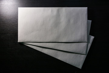 Blank Letter Envelope Template White Paper Texture Background Desk