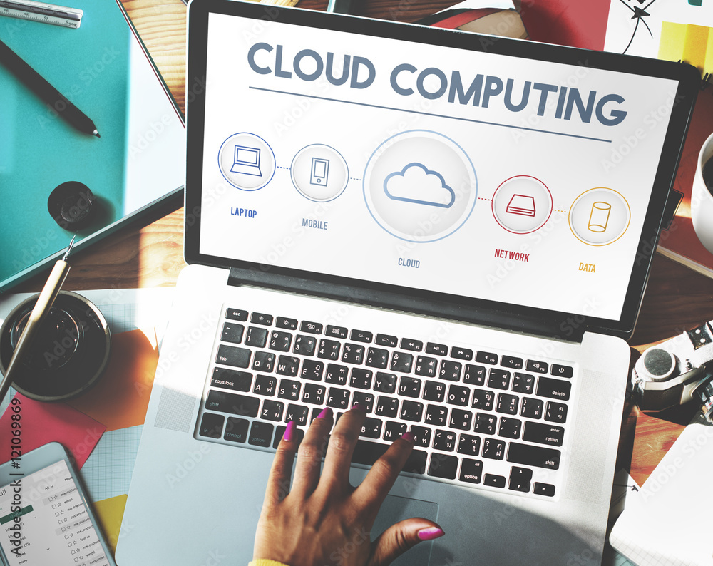 Poster cloud computing data digital storage graphic concept