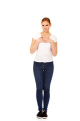 Fototapeta premium Worried and sad young woman