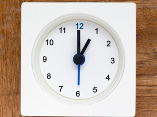 Series of the sequence of time on the simple white analog clock