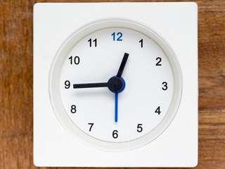 Series of the sequence of time on the simple white analog clock