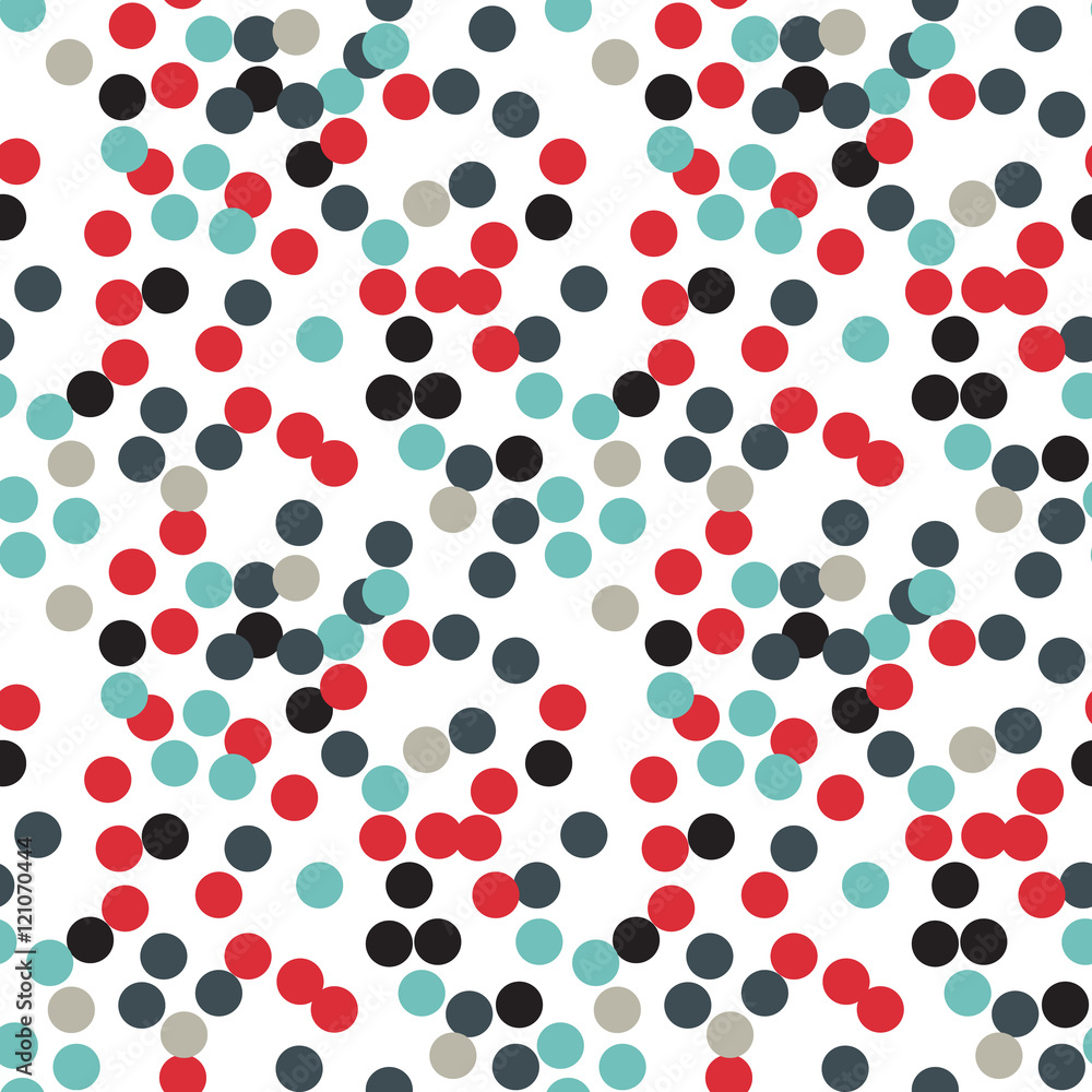 Poster ditsy vector polka dot pattern with random hand painted circles in various colors. modern background