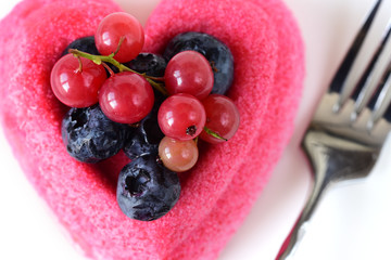 Red cake with berries