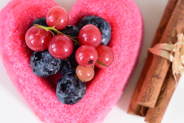 Red cake with berries